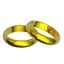 Two gold wedding rings isolated on white. 